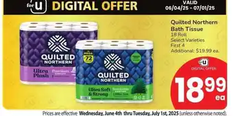 Albertsons Quilted Northern Bath Tissue - 18 Roll Select Varieties offer