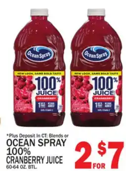 C Town OCEAN SPRAY 100% CRANBERRY JUICE offer