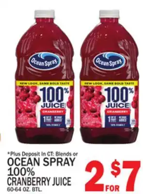 C Town OCEAN SPRAY 100% CRANBERRY JUICE offer