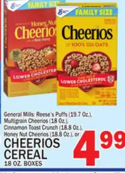 C Town GENERAL MILLS CHEERIOS CEREAL 18 OZ. BOXES offer