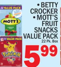 C Town BETTY CROCKER, MOTT'S FRUIT SNACKS VALUE PACK offer