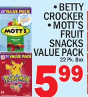 C Town BETTY CROCKER, MOTT'S FRUIT SNACKS VALUE PACK offer