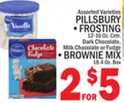 C Town PILLSBURY FROSTING 12-16 Oz. Cntr, BROWNIE MIX 18.4 Oz. Box offer