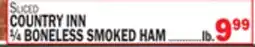 C Town COUNTRY INN ¼ BONELESS SMOKED HAM offer