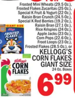 C Town KELLOGG'S CORN FLAKES GIANT SIZE 24 Oz. Boxes offer