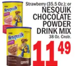 C Town NESQUIK CHOCOLATE POWDER DRINK MIX 38 Oz. Cnstr offer