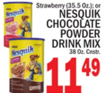 C Town NESQUIK CHOCOLATE POWDER DRINK MIX 38 Oz. Cnstr offer