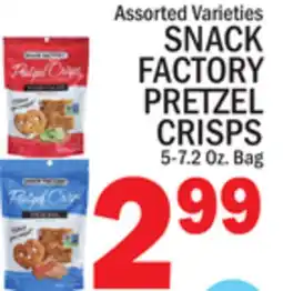 C Town SNACK FACTORY PRETZEL CRISPS offer
