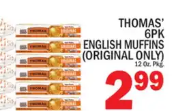 C Town THOMAS' 6PK ENGLISH MUFFINS (ORIGINAL ONLY) offer