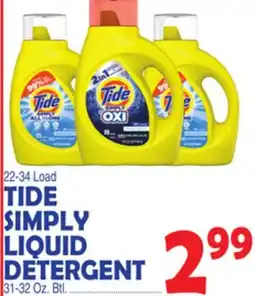 Bravo Supermarkets TIDE SIMPLY LIQUID DETERGENT offer