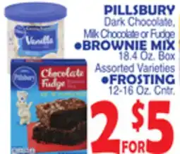 Bravo Supermarkets PILLSBURY Dark Chocolate, Milk Chocolate or Fudge BROWNIE MIX 18.4 Oz. Box FROSTING offer