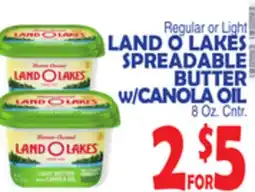 Bravo Supermarkets LAND O LAKES SPREADABLE BUTTER W/CANOLA OIL offer
