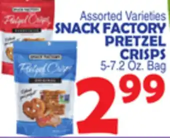 Bravo Supermarkets SNACK FACTORY PRETZEL CRISPS offer