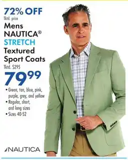Boscov's Mens NAUTICA STRETCH Textured Sport Coats offer