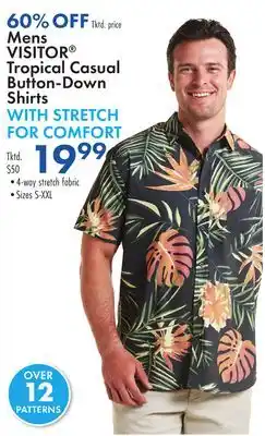 Boscov's Mens VISITOR Tropical Casual Button-Down Shirts offer