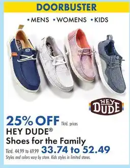 Boscov's HEY DUDE Shoes for the Family offer