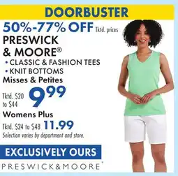 Boscov's PRESWICK & MOORE CLASSIC & FASHION TEES KNIT BOTTOMS Misses & Petites offer