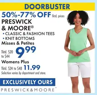 Boscov's PRESWICK & MOORE CLASSIC & FASHION TEES KNIT BOTTOMS Misses & Petites offer