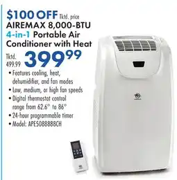 Boscov's AIREMAX 8, 000-BTU 4-in-1 Portable Air Conditioner with Heat offer