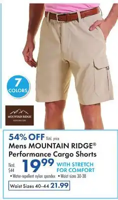 Boscov's Mens MOUNTAIN RIDGE Performance Cargo Shorts offer