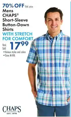 Boscov's Mens CHAPS Short-Sleeve Button-Down Shirts WITH offer