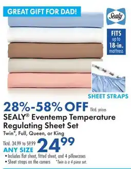 Boscov's SEALY Eventemp Temperature Regulating Sheet Set offer