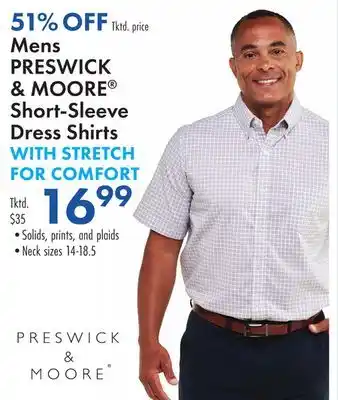 Boscov's Mens PRESWICK & MOORE Short-Sleeve Dress Shirts offer