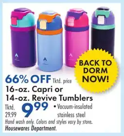 Boscov's 16-oz. Capri or 14-oz. Revive Tumblers offer