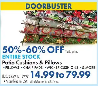 Boscov's ENTIRE STOCK Patio Cushions & Pillows offer