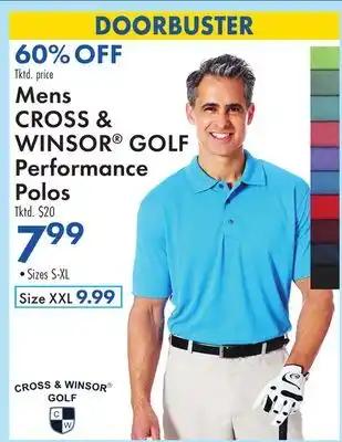 Boscov's Mens CROSS & WINSOR GOLF Performance Polos offer