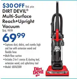 Boscov's DIRT DEVIL Multi-Surface Reach + Upright Vacuum offer