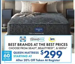 Boscov's CHOOSE SEALY , BEAUTYREST , & SERTA QUEEN MATTRESS offer