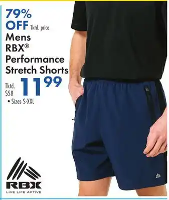 Boscov's Mens RBX Performance Stretch Shorts offer