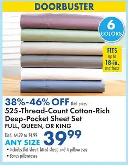 Boscov's 525 Thread-Count Cotton-Rich Deep-Pocket Sheet Set offer