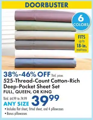 Boscov's 525 Thread-Count Cotton-Rich Deep-Pocket Sheet Set offer