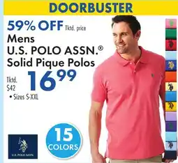 Boscov's Mens U.S. POLO ASSN. Solid Pique Polos offer