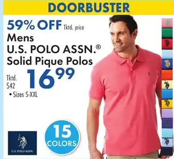 Boscov's Mens U.S. POLO ASSN. Solid Pique Polos offer
