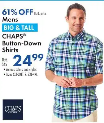 Boscov's Mens BIG & TALL CHAPS Button-Down Shirts offer