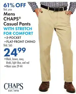 Boscov's Mens CHAPS Casual Pants WITH STRETCH FOR COMFORT offer