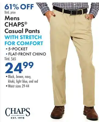 Boscov's Mens CHAPS Casual Pants WITH STRETCH FOR COMFORT offer