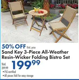 Boscov's Sand Key 3-Piece All-Weather Resin-Wicker Folding Bistro Set offer