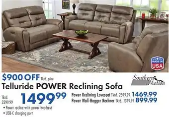 Boscov's Telluride POWER Reclining Sofa offer