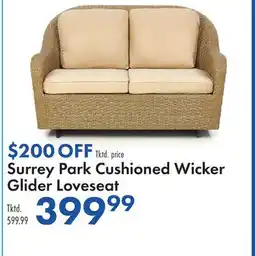 Boscov's Surrey Park Cushioned Wicker Glider Loveseat offer