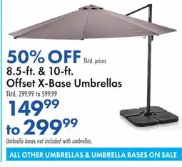 Boscov's 8.5-ft. & 10-ft. Offset X-Base Umbrellas offer