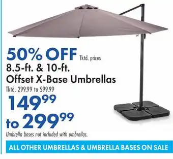 Boscov's 8.5-ft. & 10-ft. Offset X-Base Umbrellas offer