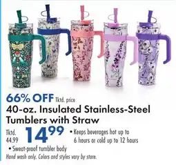 Boscov's 40-oz. Insulated Stainless-Steel Tumblers with Straw offer