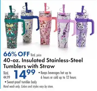 Boscov's 40-oz. Insulated Stainless-Steel Tumblers with Straw offer