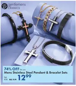 Boscov's Mens Stainless Steel Pendant & Bracelet Sets offer
