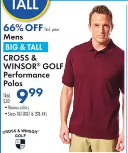Boscov's Mens BIG & TALL CROSS & WINSOR GOLF Performance Polos offer
