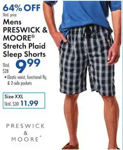 Boscov's Mens PRESWICK & MOORE Stretch Plaid Sleep Shorts offer